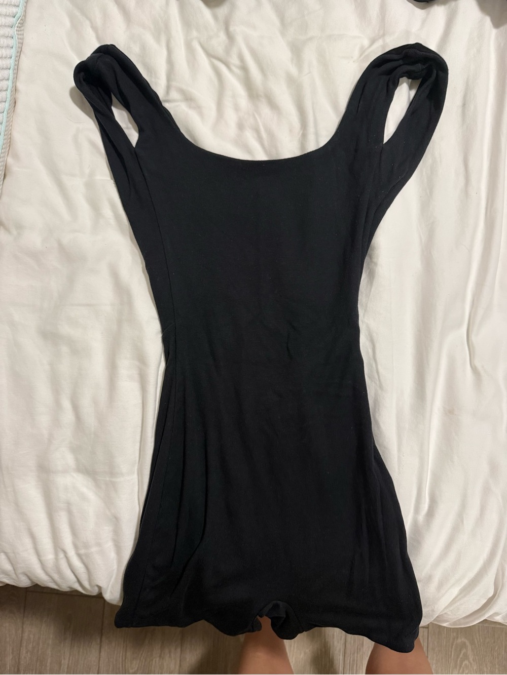 ARE YOU AM I Black Scoop Neck Bodysuit